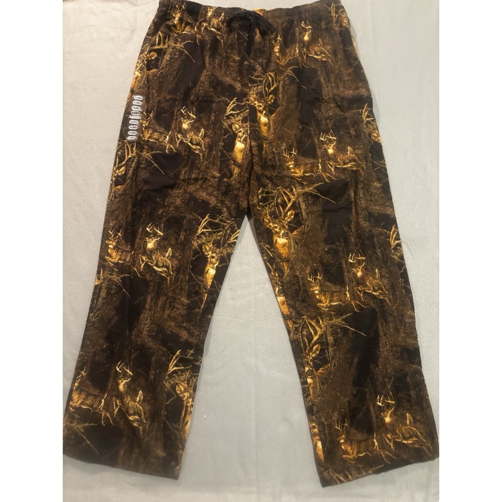 NEW Magellan Pajama Pants Men's XL Black Brown Deer Camo Flannel Lounge Sleep